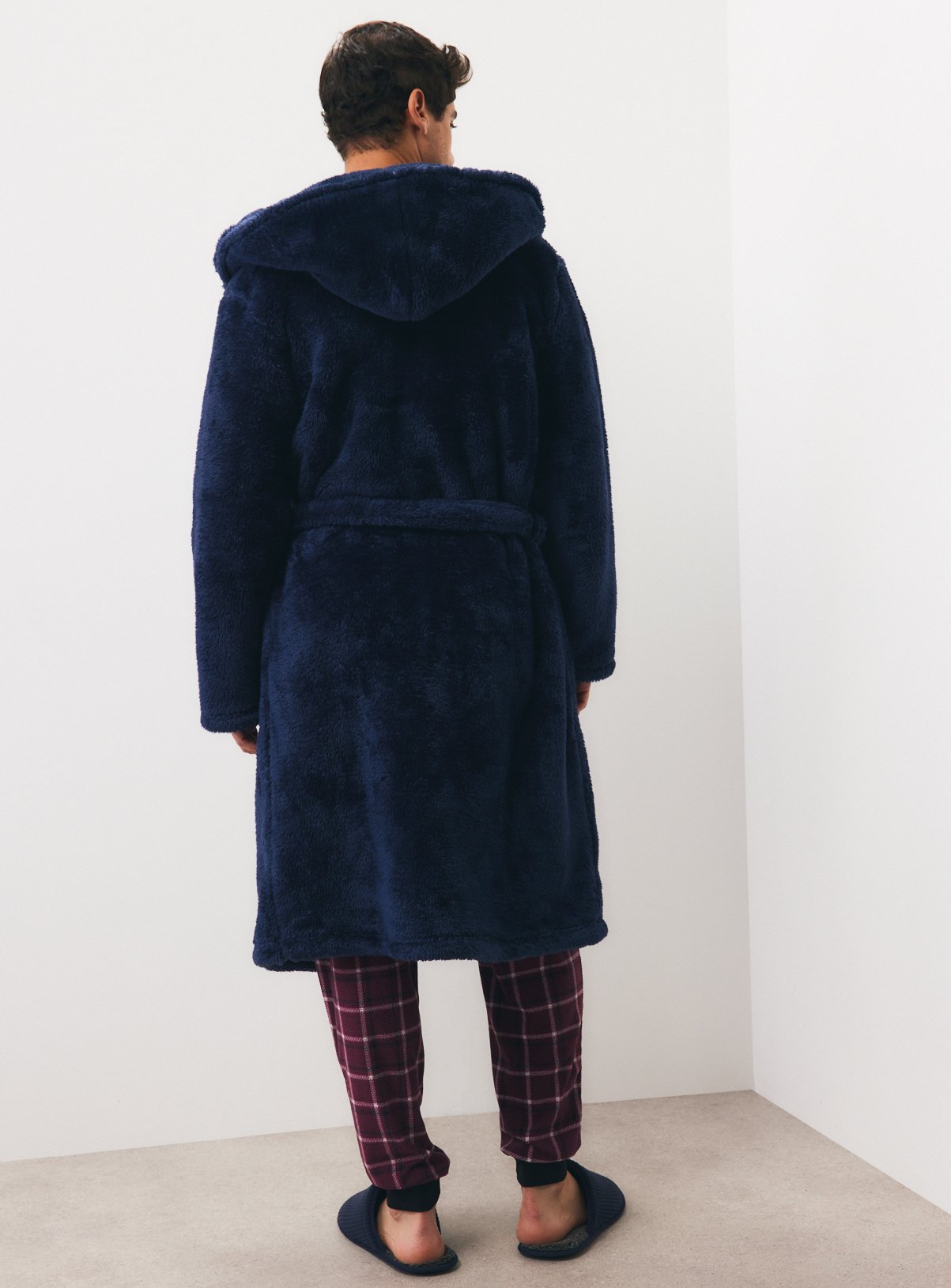Navy Premium Fluffy Dressing Gown M - Image 5 thumbnail