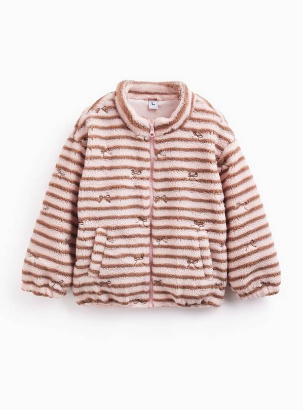 Pink Striped Borg Fleece Jacket 6-7 years