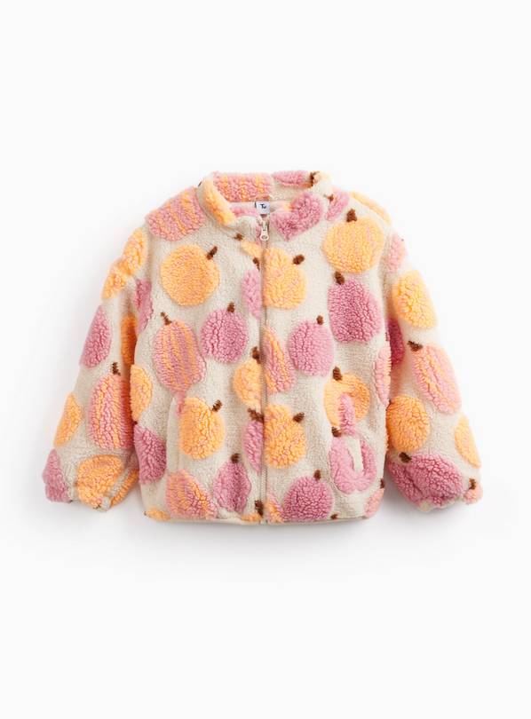 Cream Halloween Pumpkin Print Borg Jacket 5-6 years