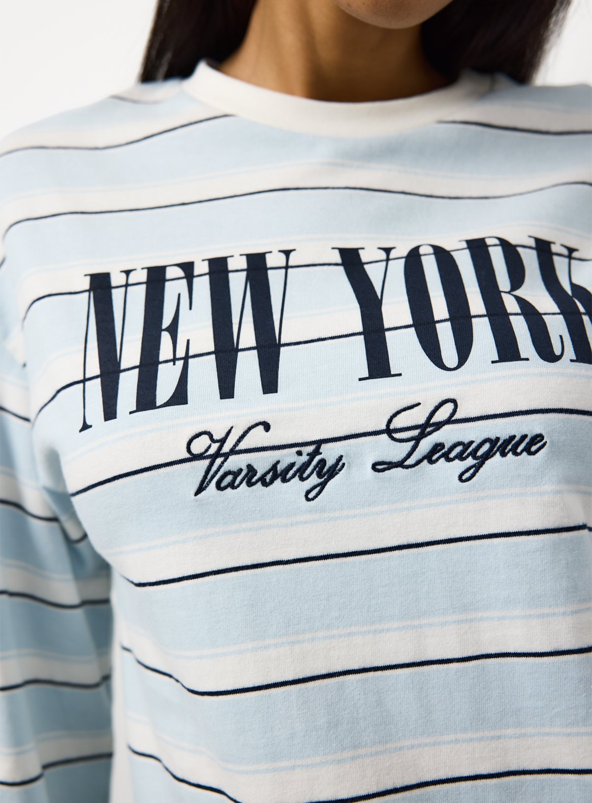 Blue Stripe New York Graphic Long Sleeve T-Shirt XXL - Image 3 thumbnail