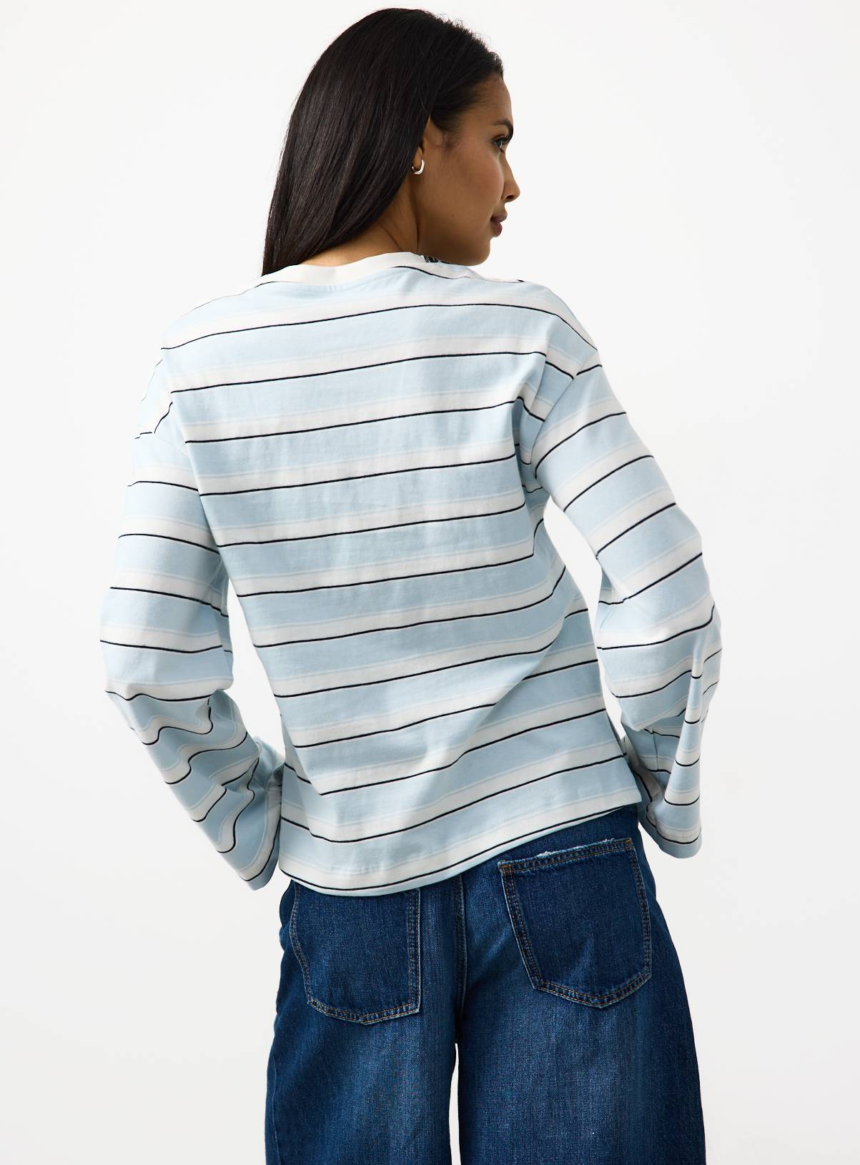 Blue Stripe New York Graphic Long Sleeve T-Shirt XXL - Image 4