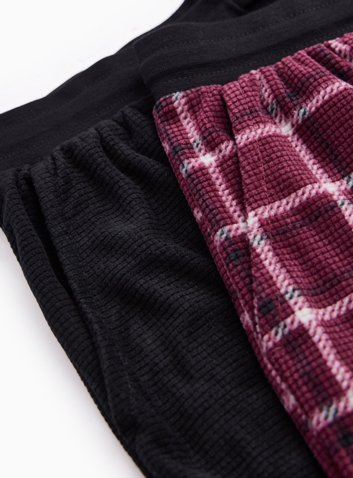 Plain Black & Burgundy Check Pyjama Bottoms 2-Pack XL - Image 4 thumbnail