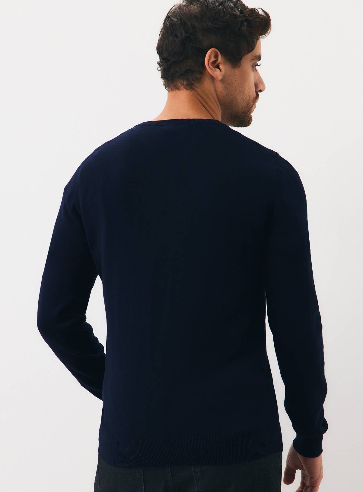 Navy V-Neck Jumper M - Image 5
