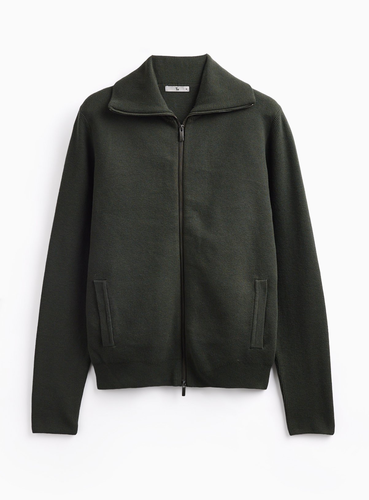 Khaki Collared Zip Through Jumper XXXL - Image 3 thumbnail