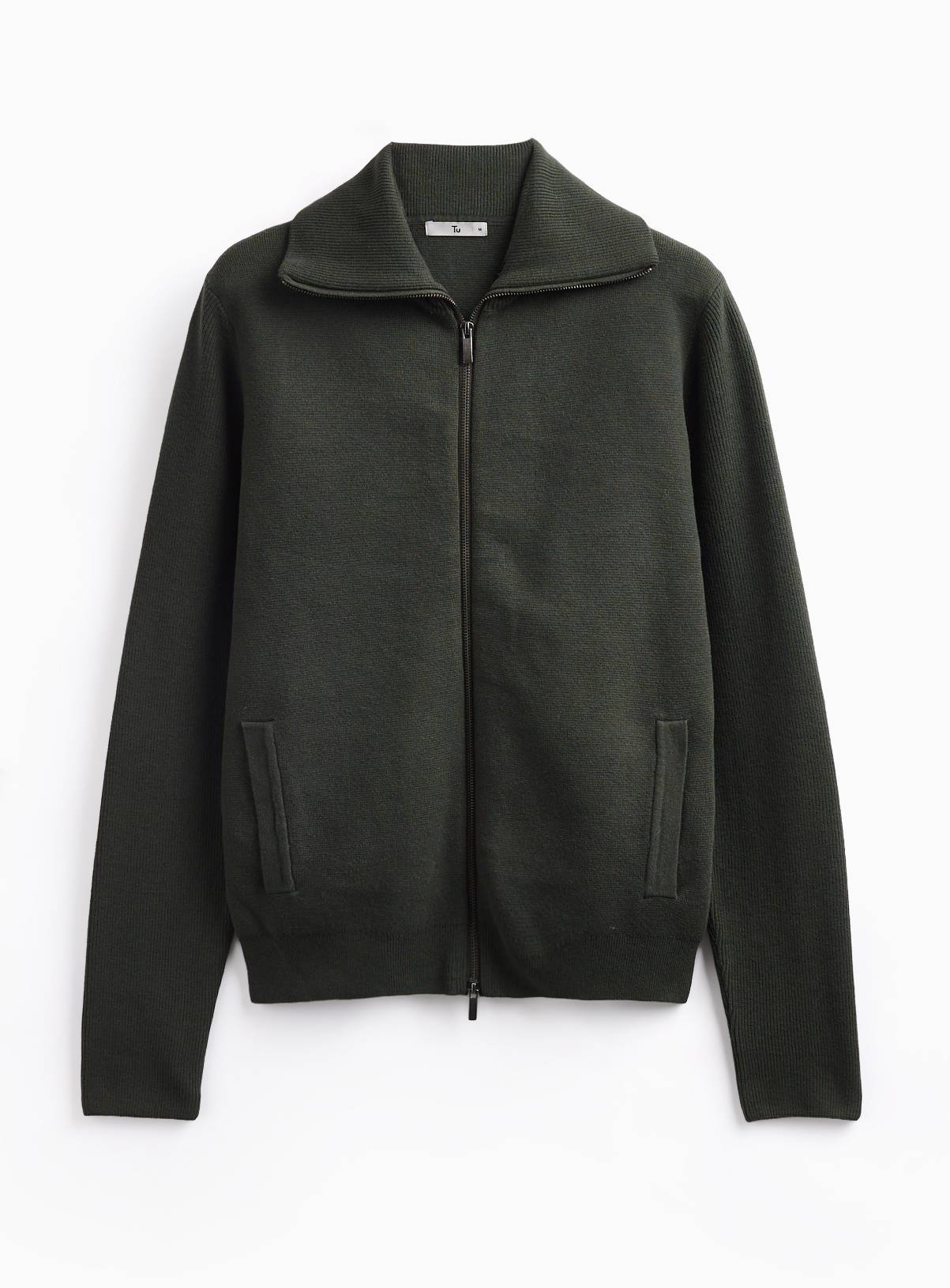 Khaki Collared Zip Through Jumper XXXL - Image 3