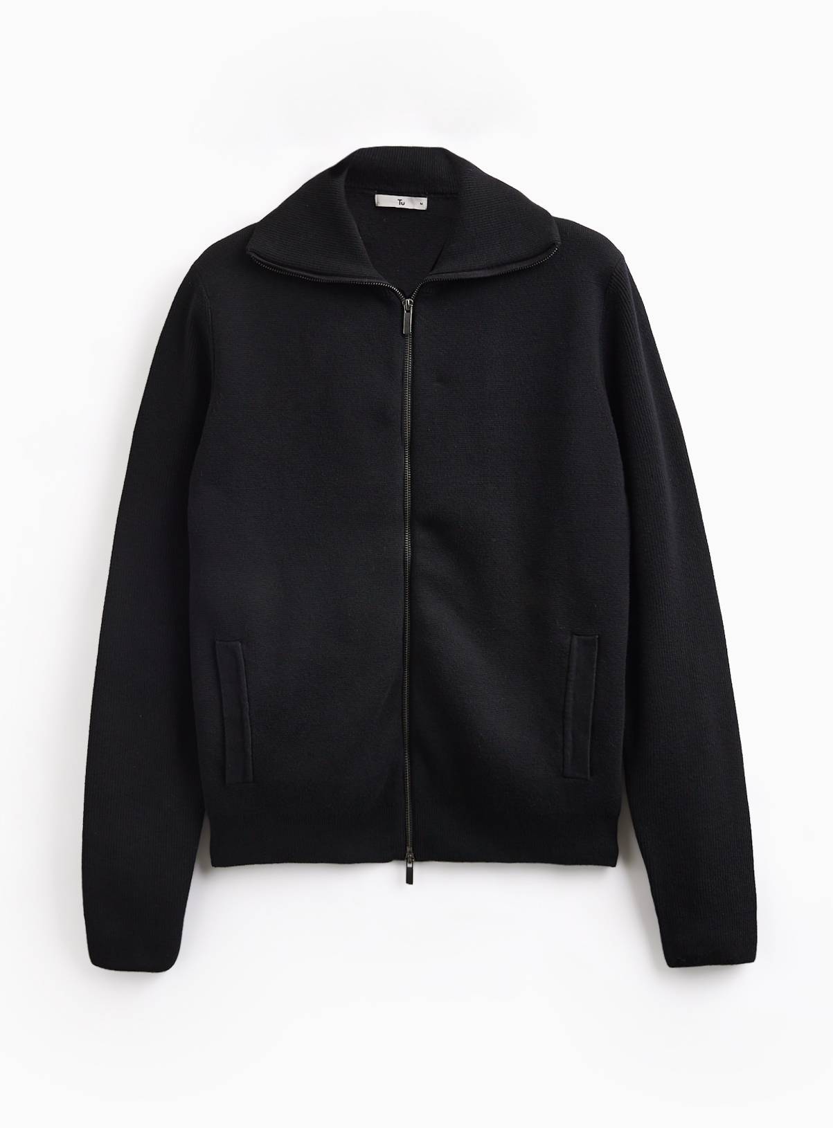 Black Collared Zip Through Jumper XXXL - Image 3