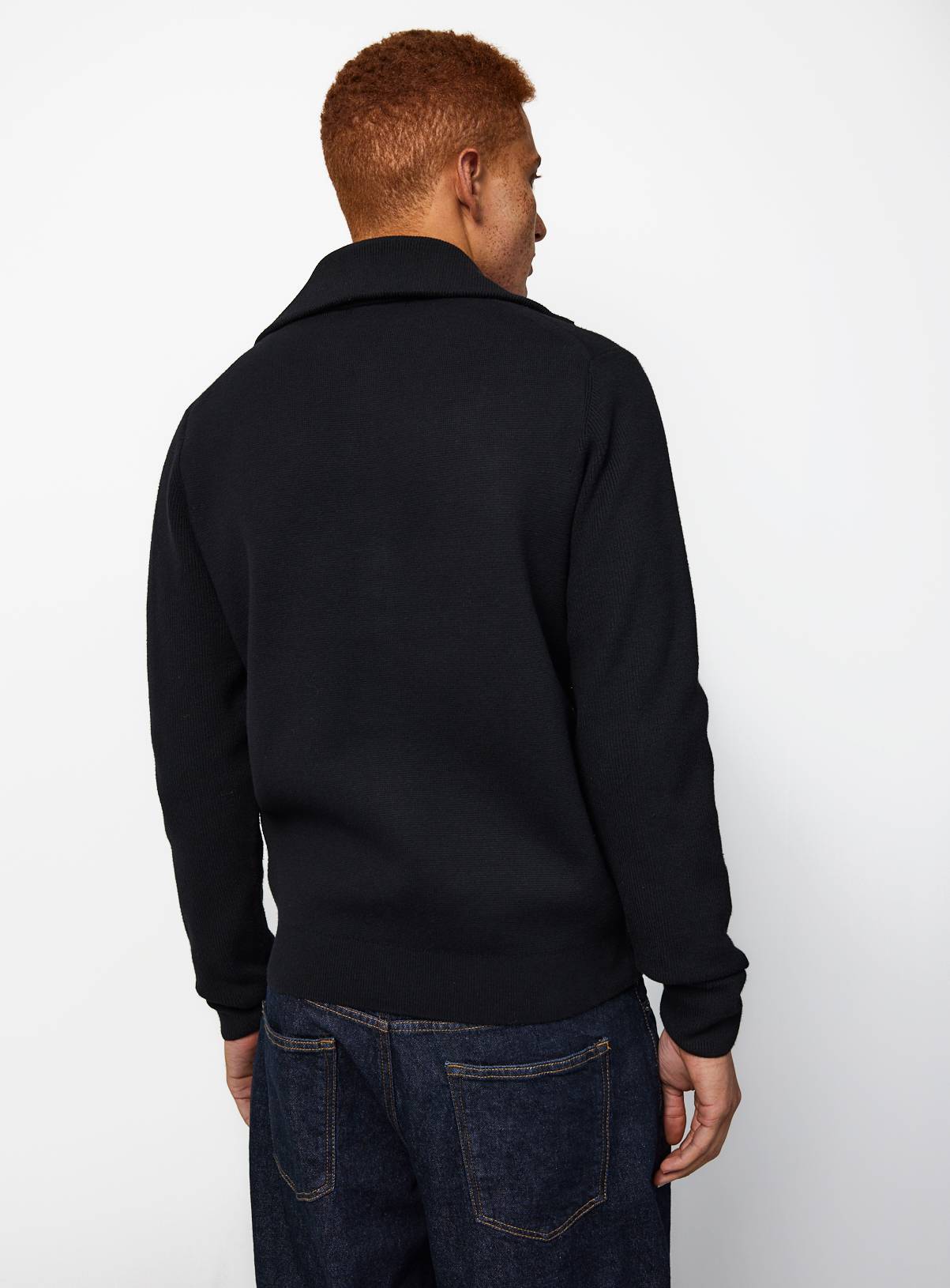 Black Collared Zip Through Jumper XXXL - Image 5