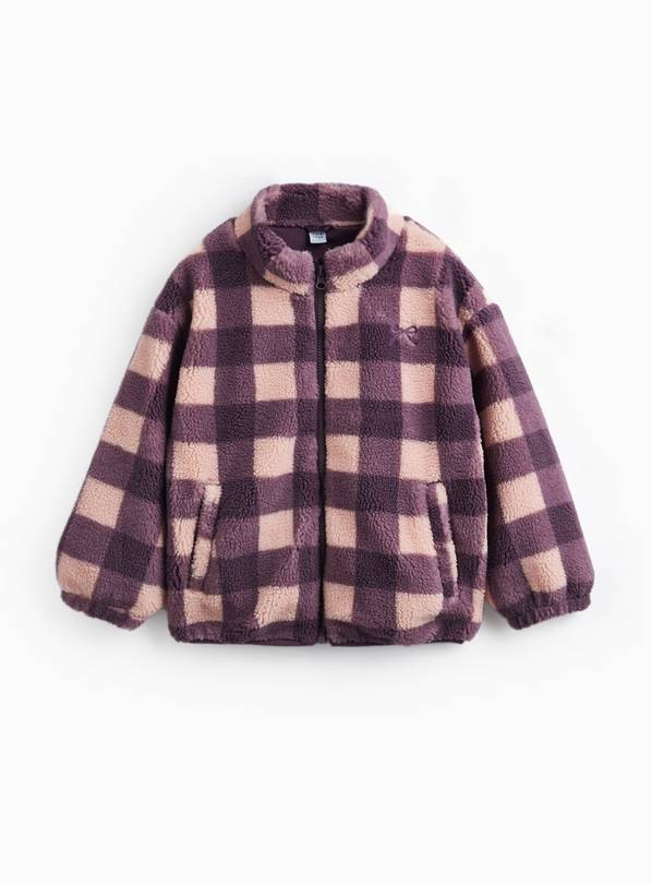 Purple Check Print Borg Jersey Lined Jacket 7-8 years
