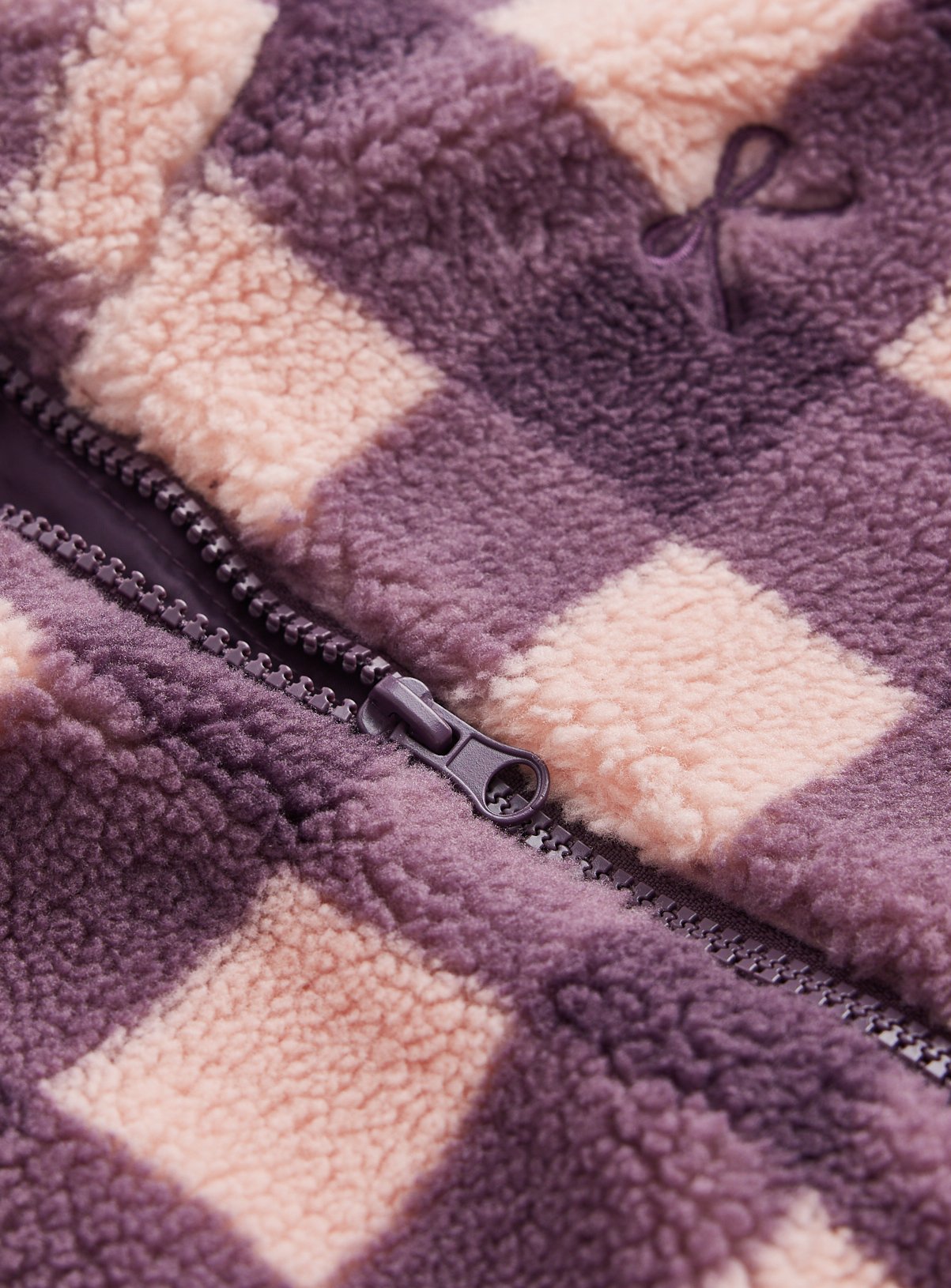 Purple Check Print Borg Jersey Lined Jacket 7-8 years - Image 2 thumbnail