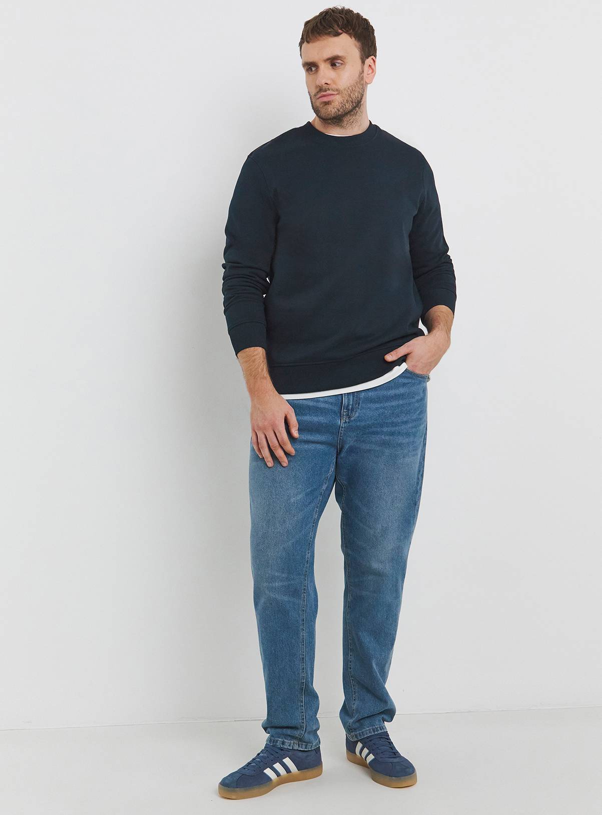 JACAMO Crew Neck Sweatshirt Long Navy S - Image 3