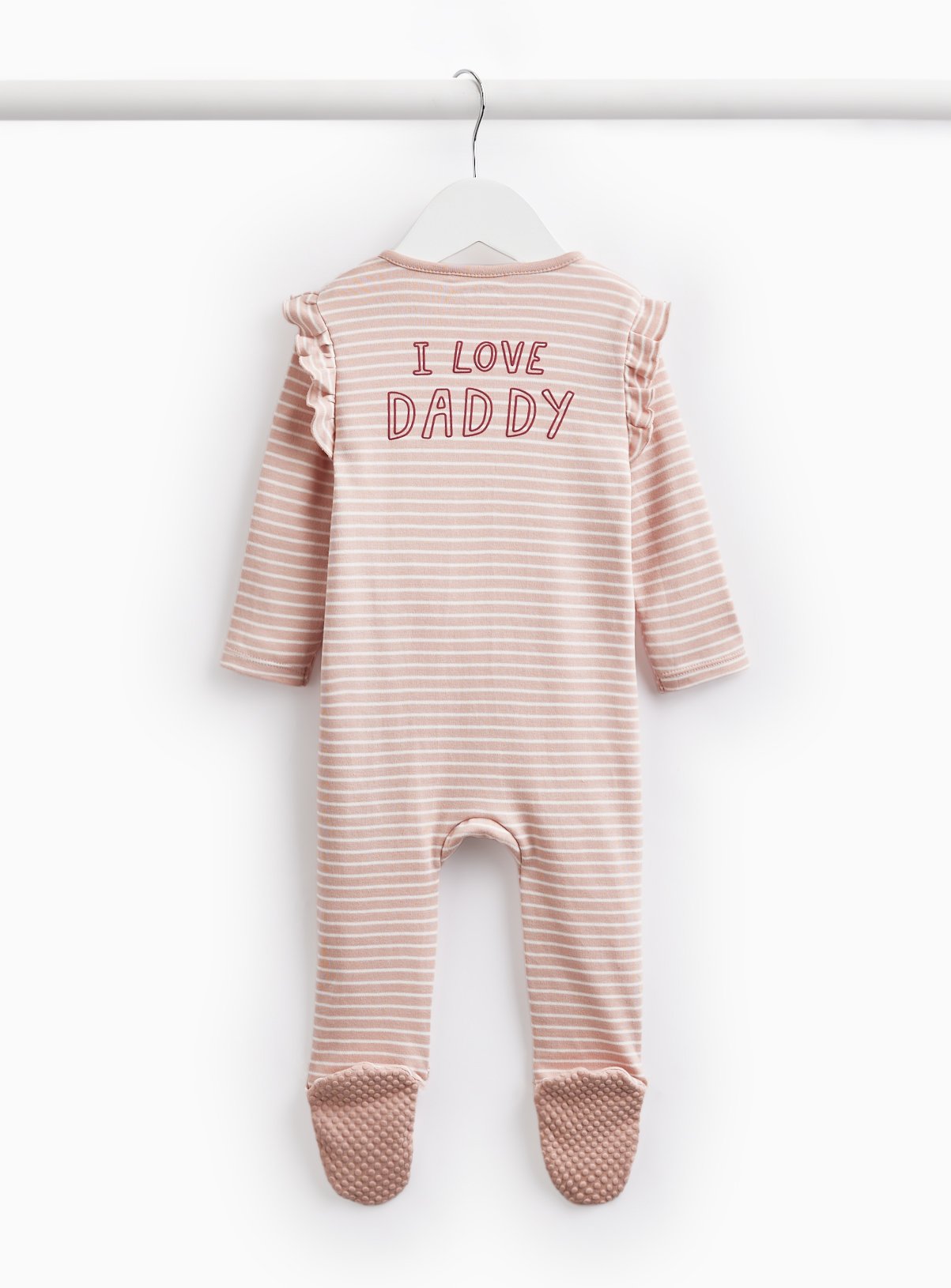 Pink Stripe I Love Daddy Print Sleepsuit Newborn - Image 2 thumbnail