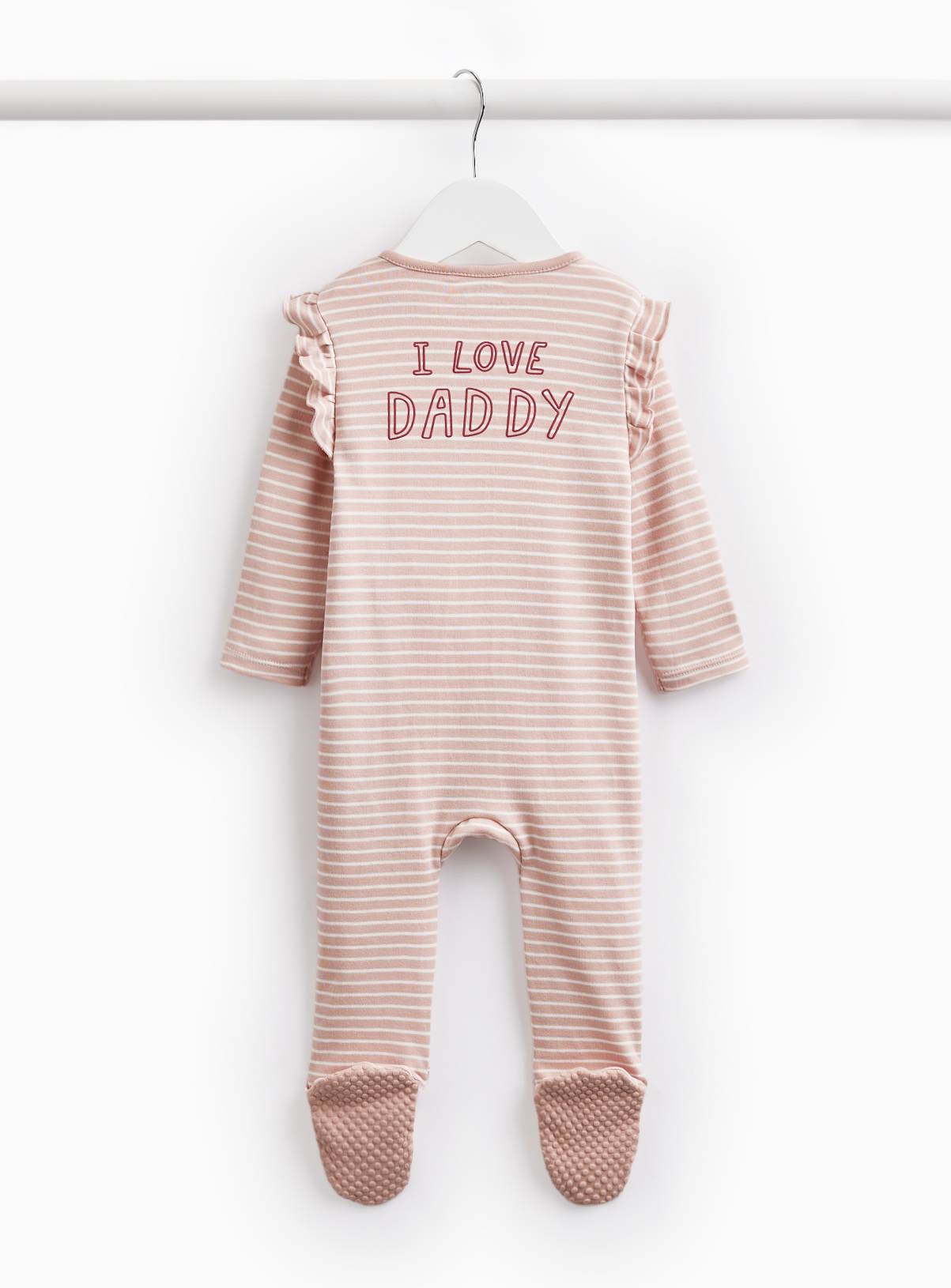 Pink Stripe I Love Daddy Print Sleepsuit Newborn - Image 2