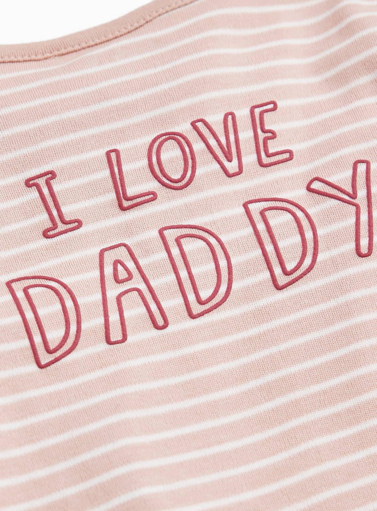 Pink Stripe I Love Daddy Print Sleepsuit Newborn - Image 3