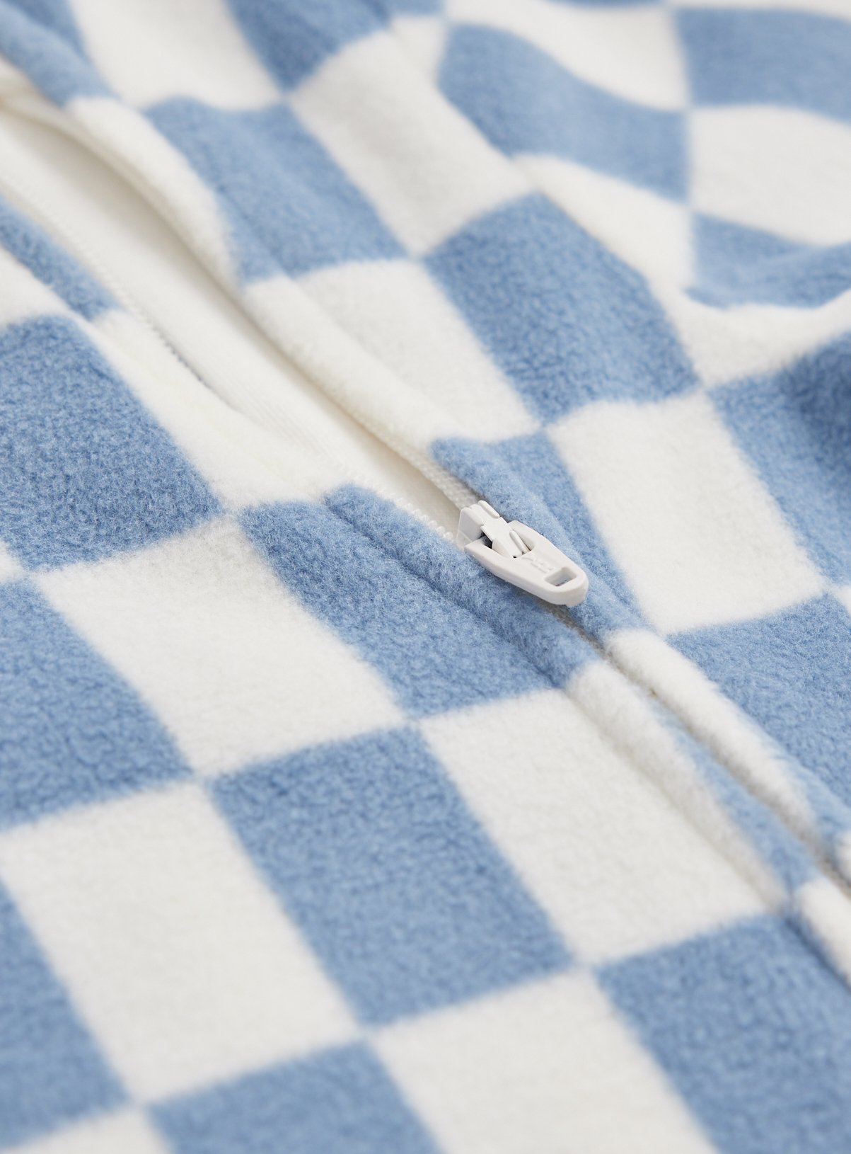 Blue Checkerboard Print Fleece Lined Sleepsuit Newborn - Image 2 thumbnail