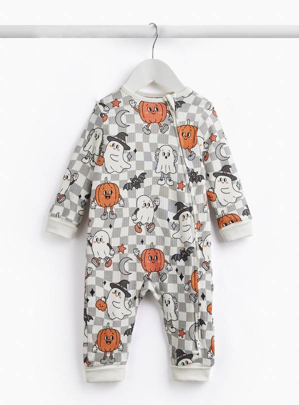 Blue Checkerboard Halloween Print Sleepsuit 12-18 months