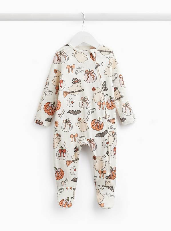 Cream Halloween Ghost Print Sleepsuit 3-6 months