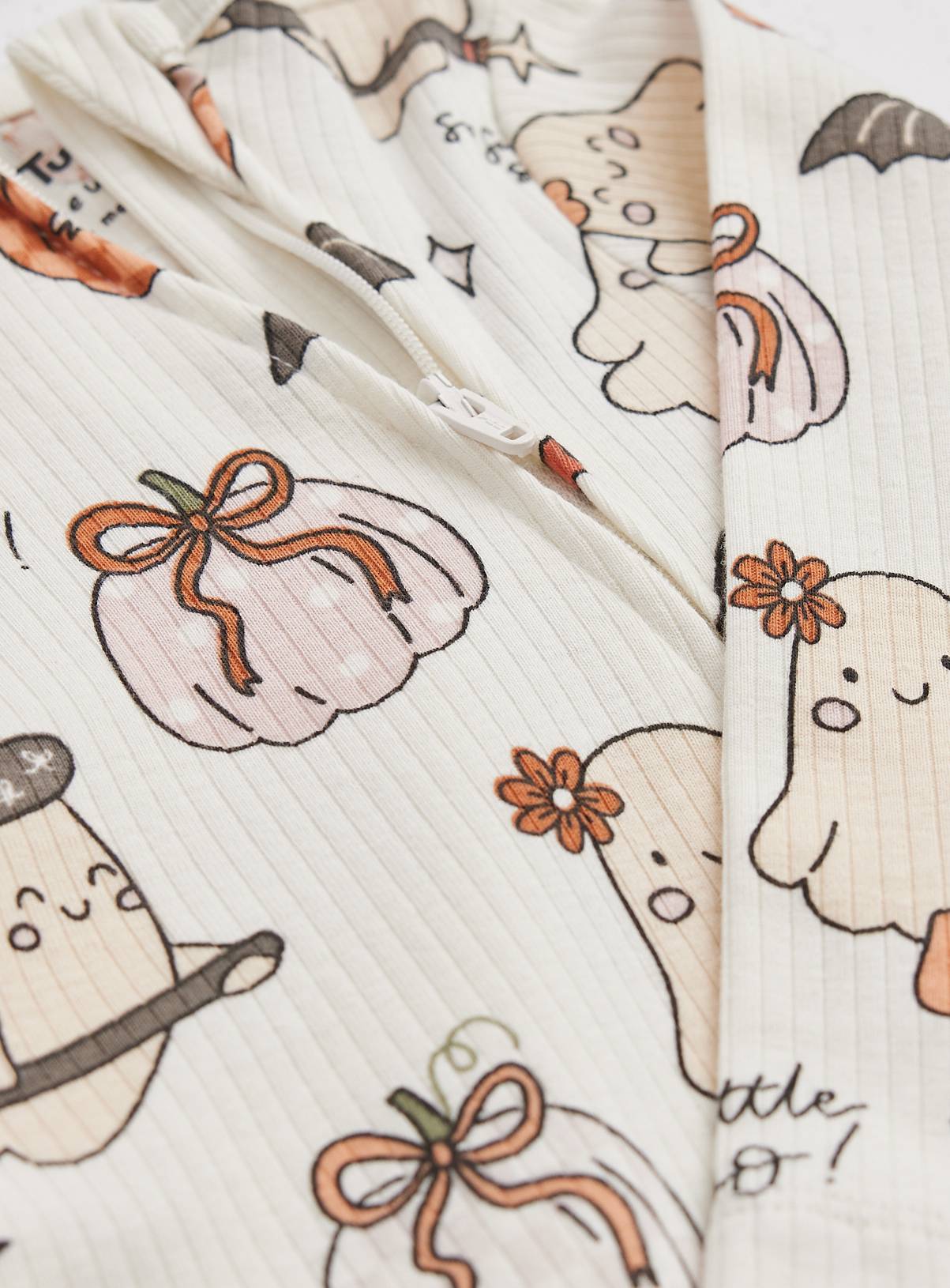 Cream Halloween Ghost Print Sleepsuit 9-12 months - Image 2