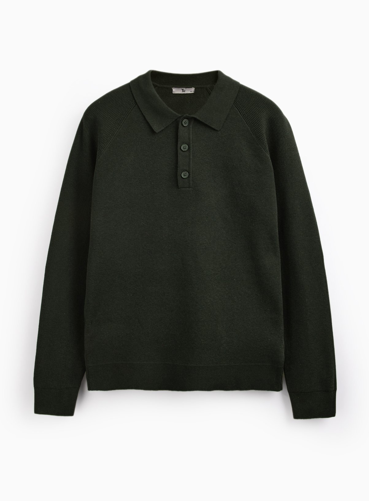 Khaki Long Sleeve Ribbed Polo Shirt XXXXL - Image 3 thumbnail