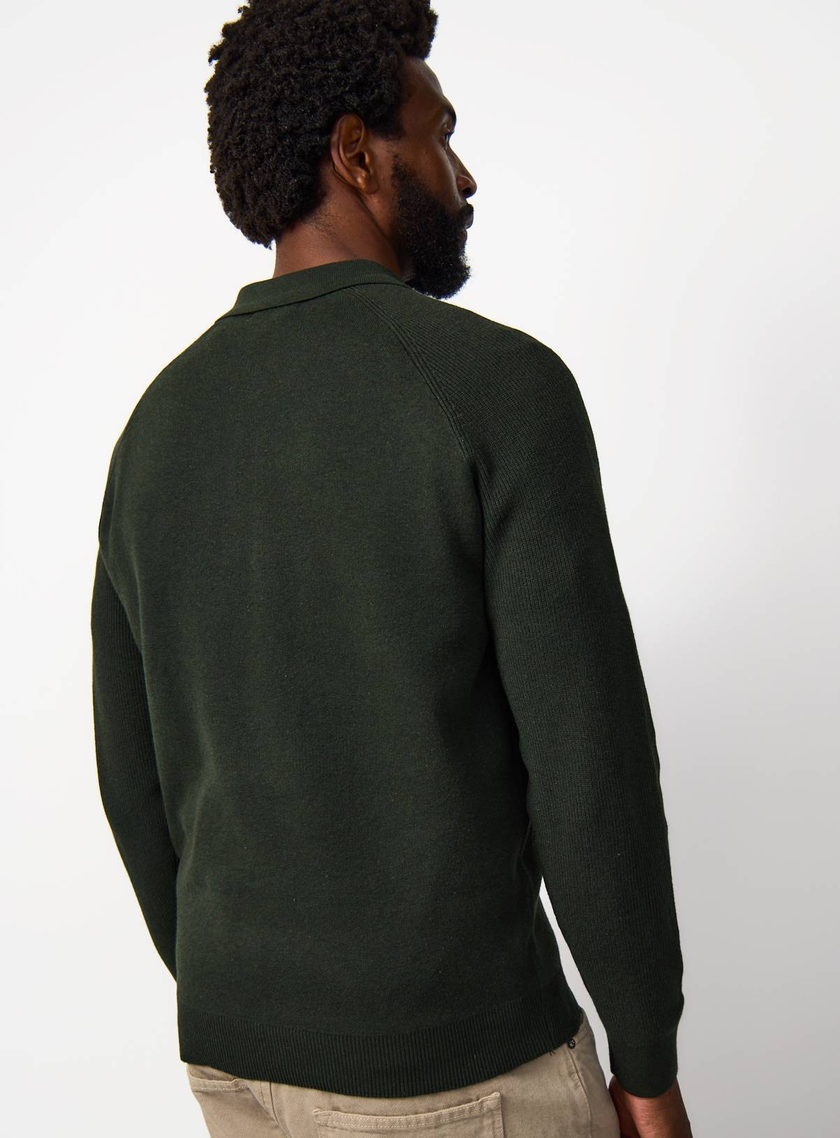 Khaki Long Sleeve Ribbed Polo Shirt XXXXL - Image 5