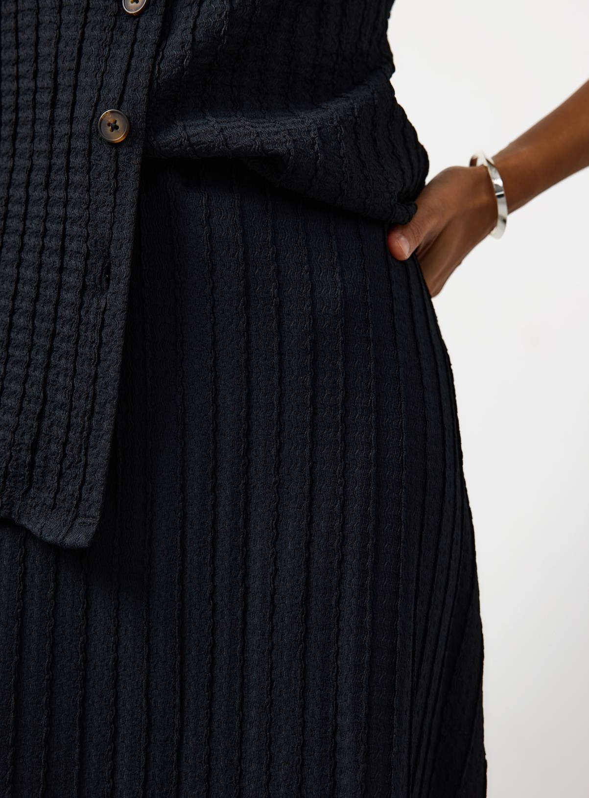 Black Textured Full Co-ord Skirt 16 - Image 3