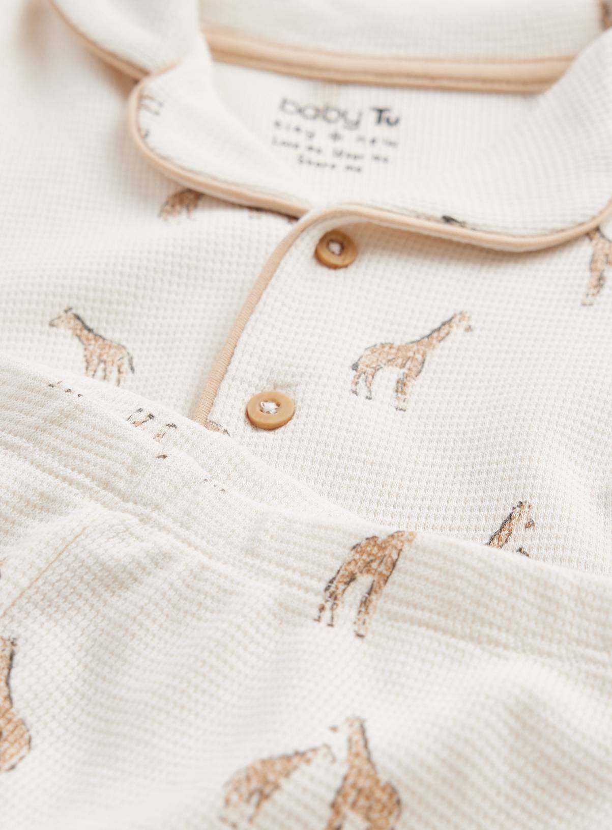 Cream Giraffe Print Traditional Pyjamas 2-3 years - Image 2