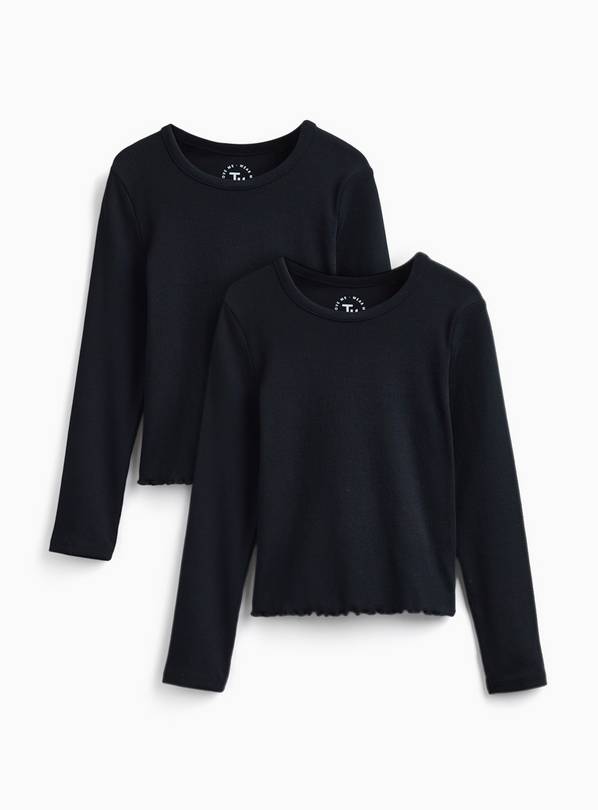 2 Pack Black Ribbed Long Sleeve T-Shirt 6 years