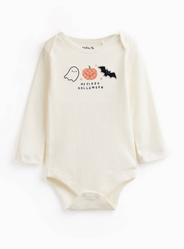Cream My First Halloween Slogan Bodysuit 3-6 months