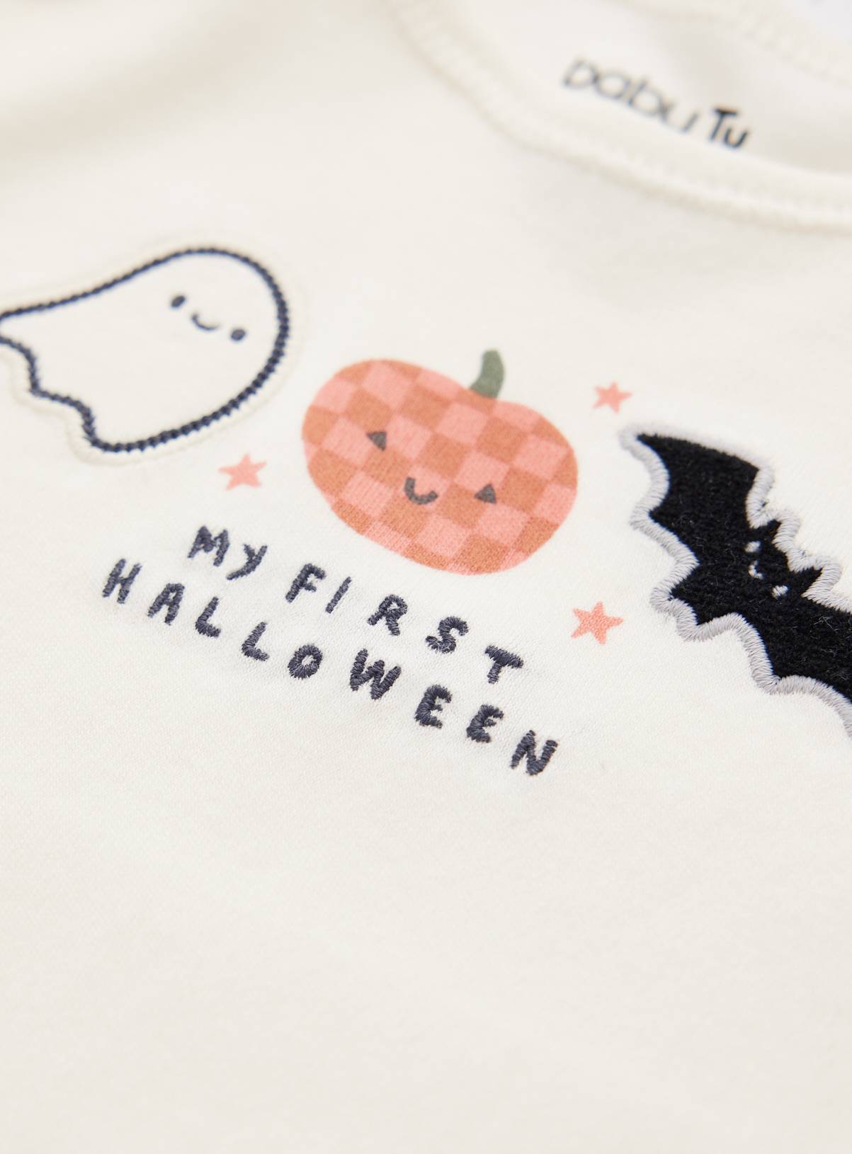 Cream My First Halloween Slogan Bodysuit Up to 1 mth - Image 3