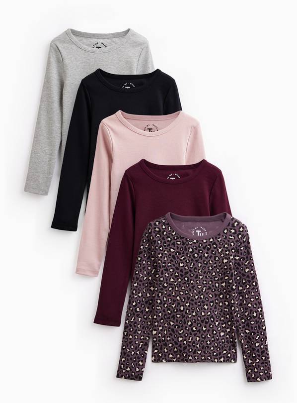 Pink Ribbed Long Sleeve Tops 5 Pack 11 years