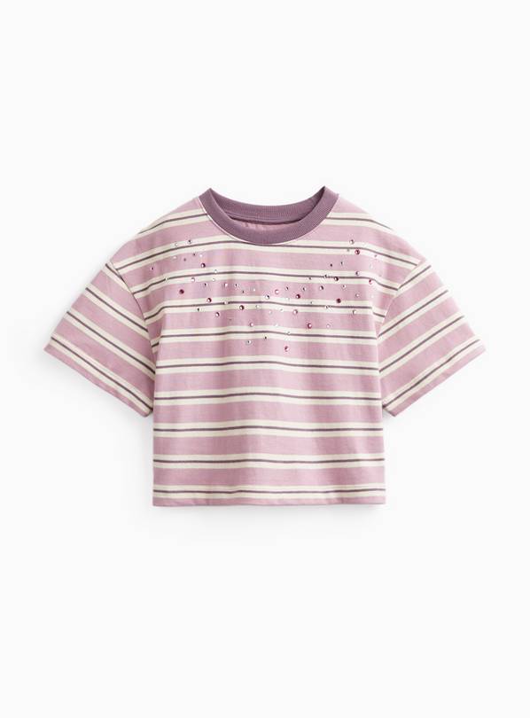 Pink Stripe Jewel Boxy T-Shirt  10 years