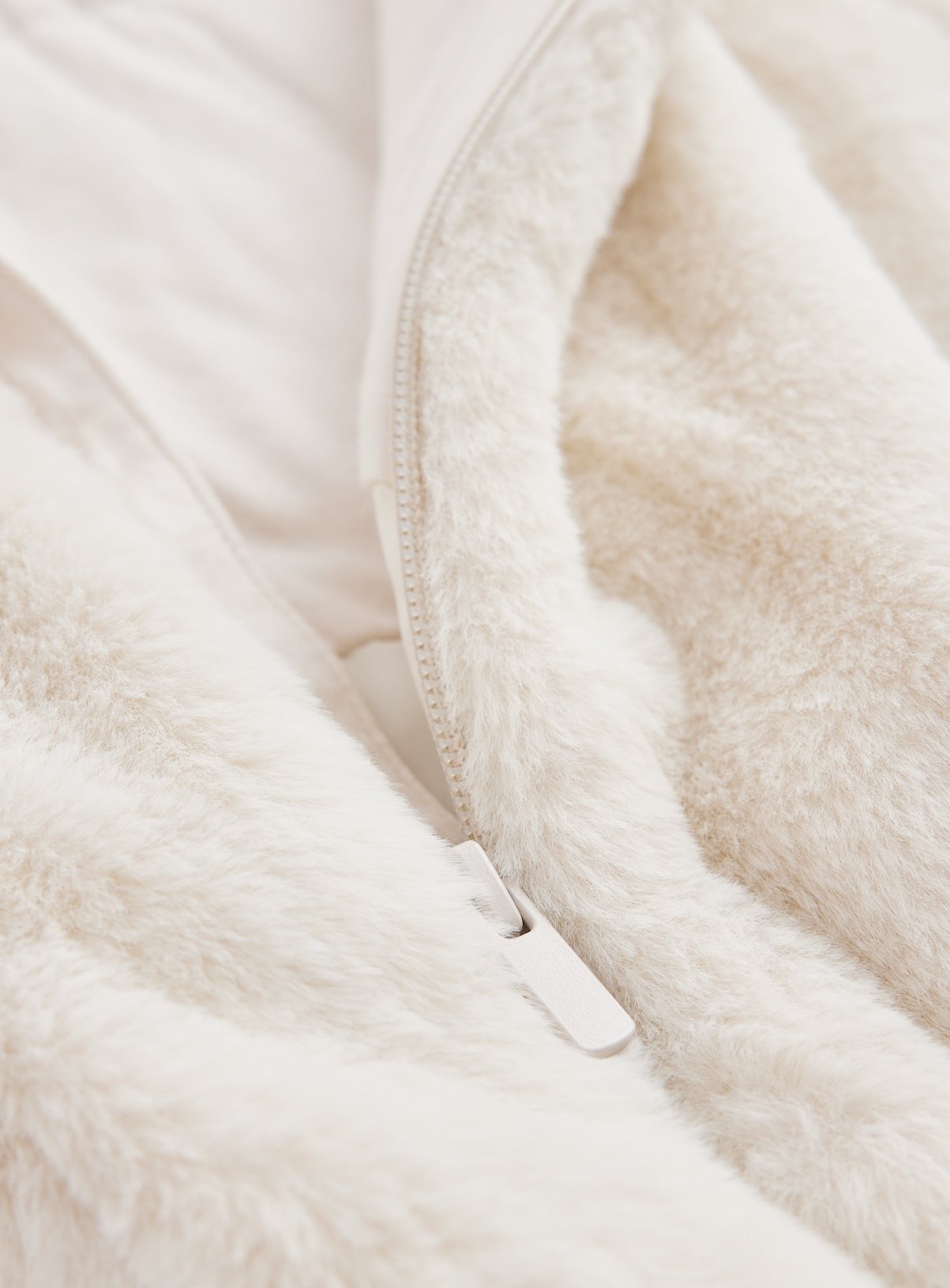 Cream Faux Fur Hooded Pramsuit 3-6 months - Image 2 thumbnail