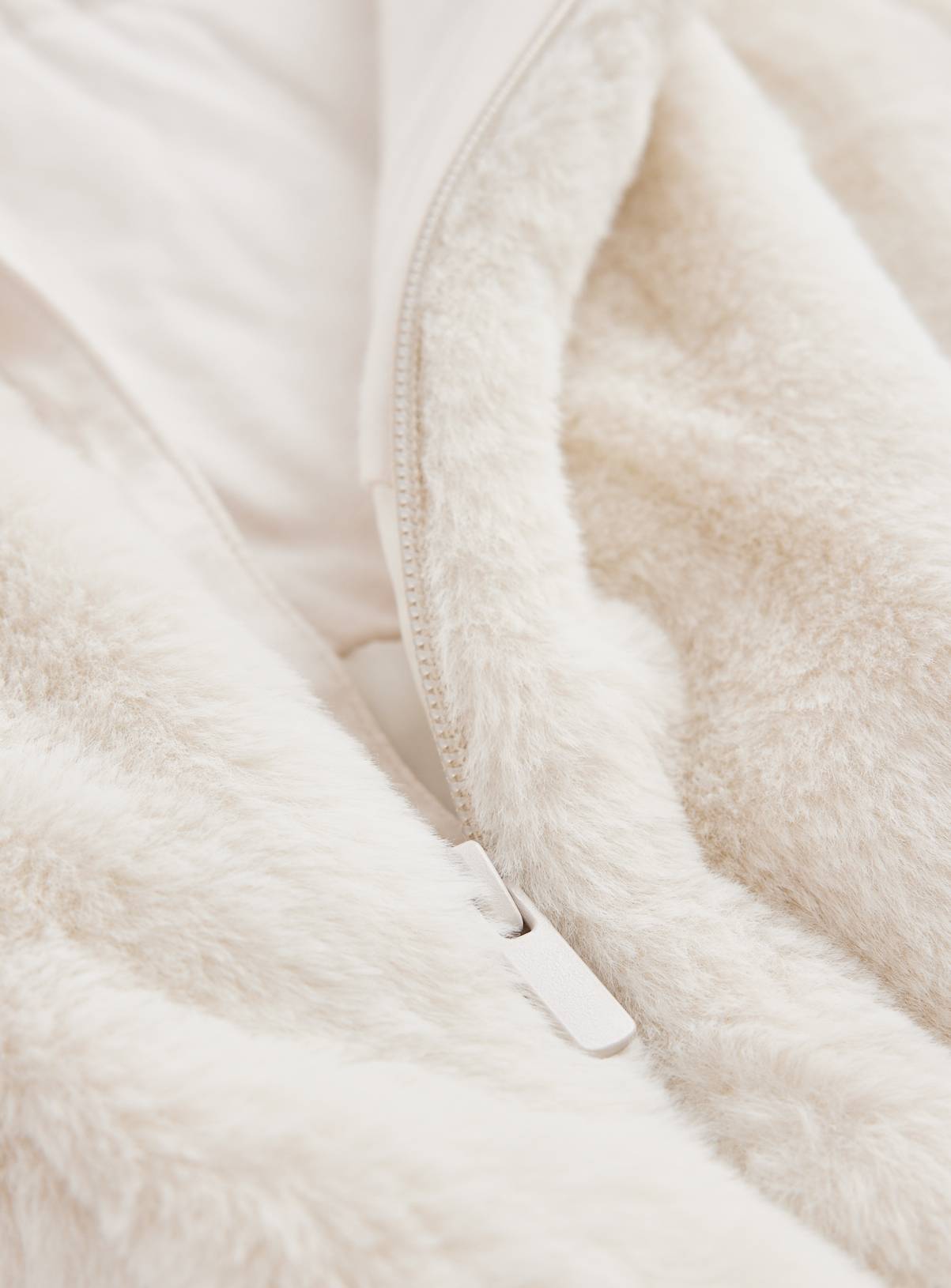 Cream Faux Fur Hooded Pramsuit 3-6 months - Image 2