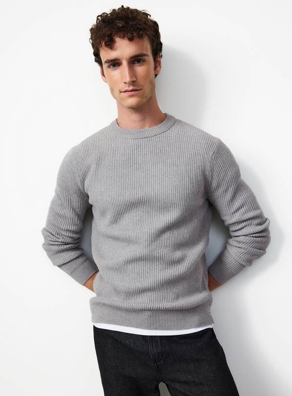 Grey Knit Crew Neck Jumper XXL