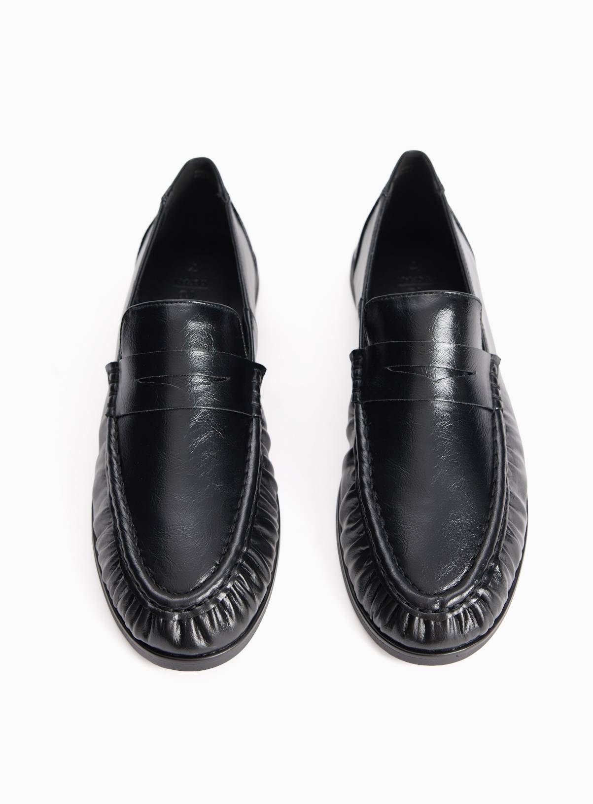 Black Faux Leather Penny Loafers 7 - Image 1