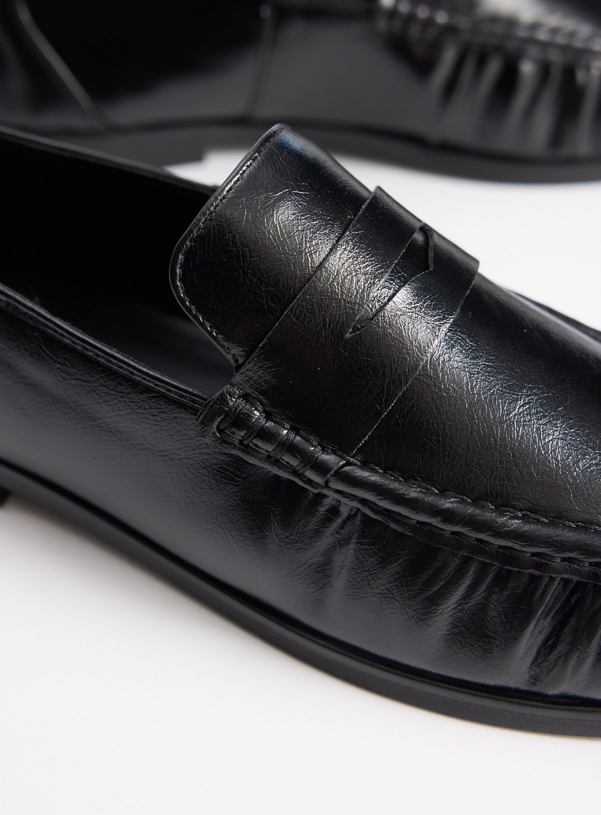 Black Faux Leather Penny Loafers 7 - Image 3 thumbnail