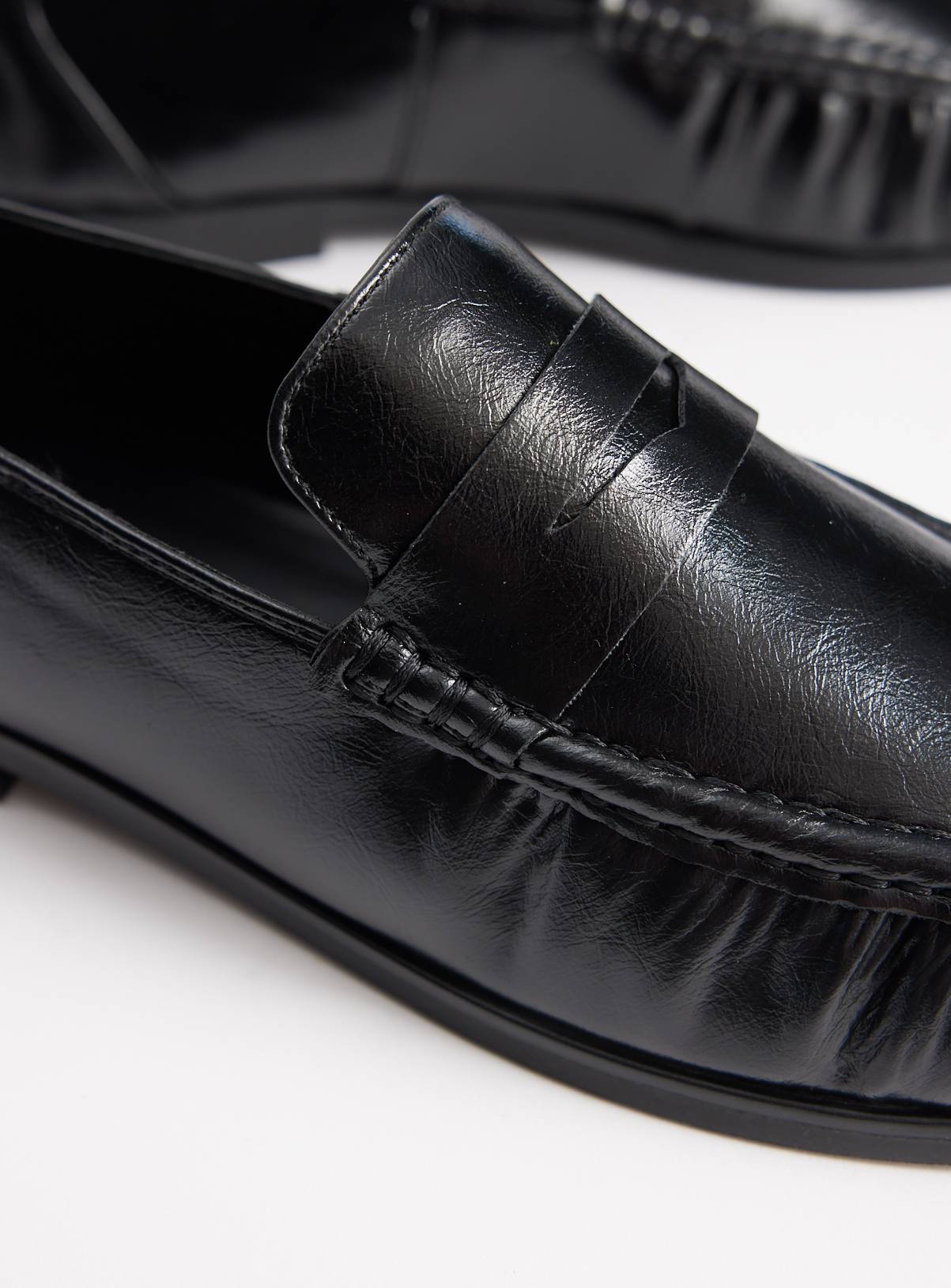 Black Faux Leather Penny Loafers 7 - Image 3