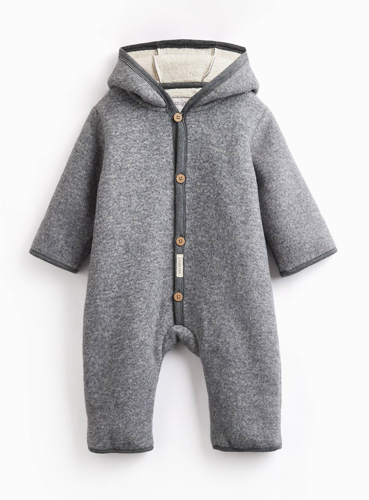 Grey Textured Pramsuit 9-12 months - Image 1