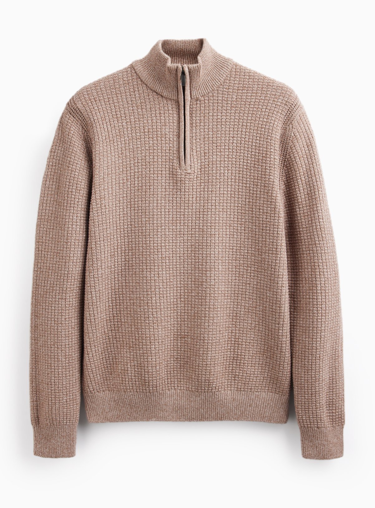 Tan Waffle Half Zip Funnel Neck Jumper XXXL - Image 3 thumbnail