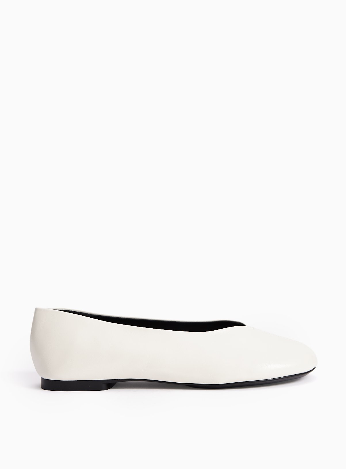 Space Cream Faux Leather Swung Toe Ballerina Shoes 4 - Image 2 thumbnail