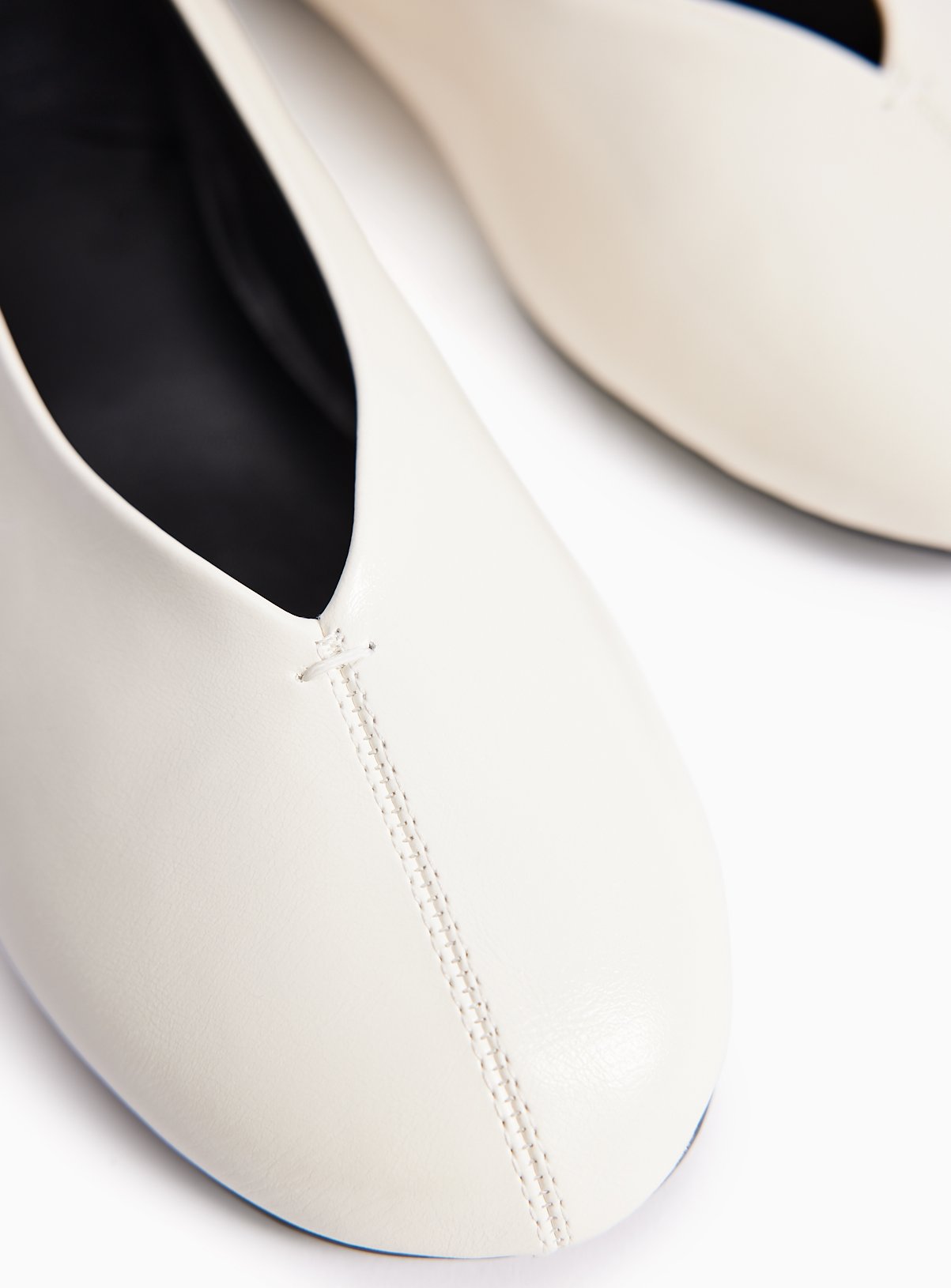 Space Cream Faux Leather Swung Toe Ballerina Shoes 4 - Image 3 thumbnail