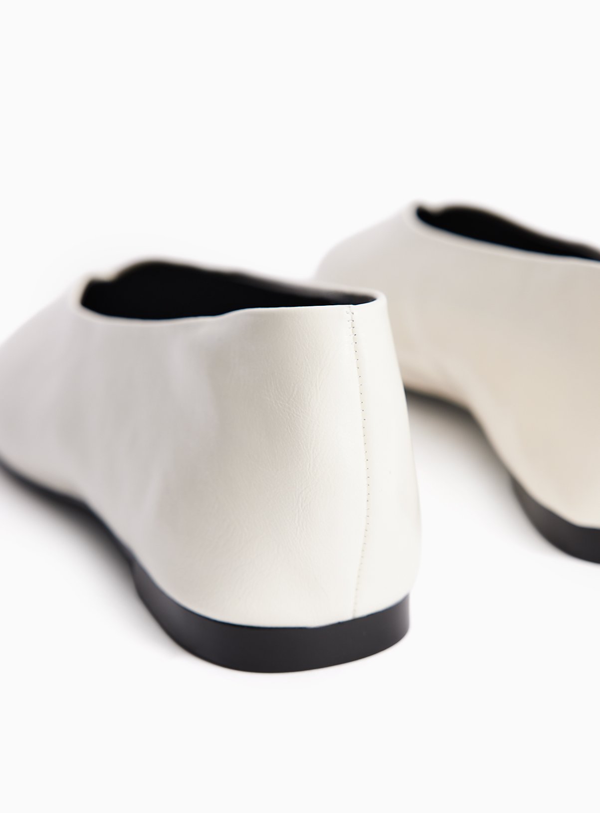 Space Cream Faux Leather Swung Toe Ballerina Shoes 4 - Image 4 thumbnail