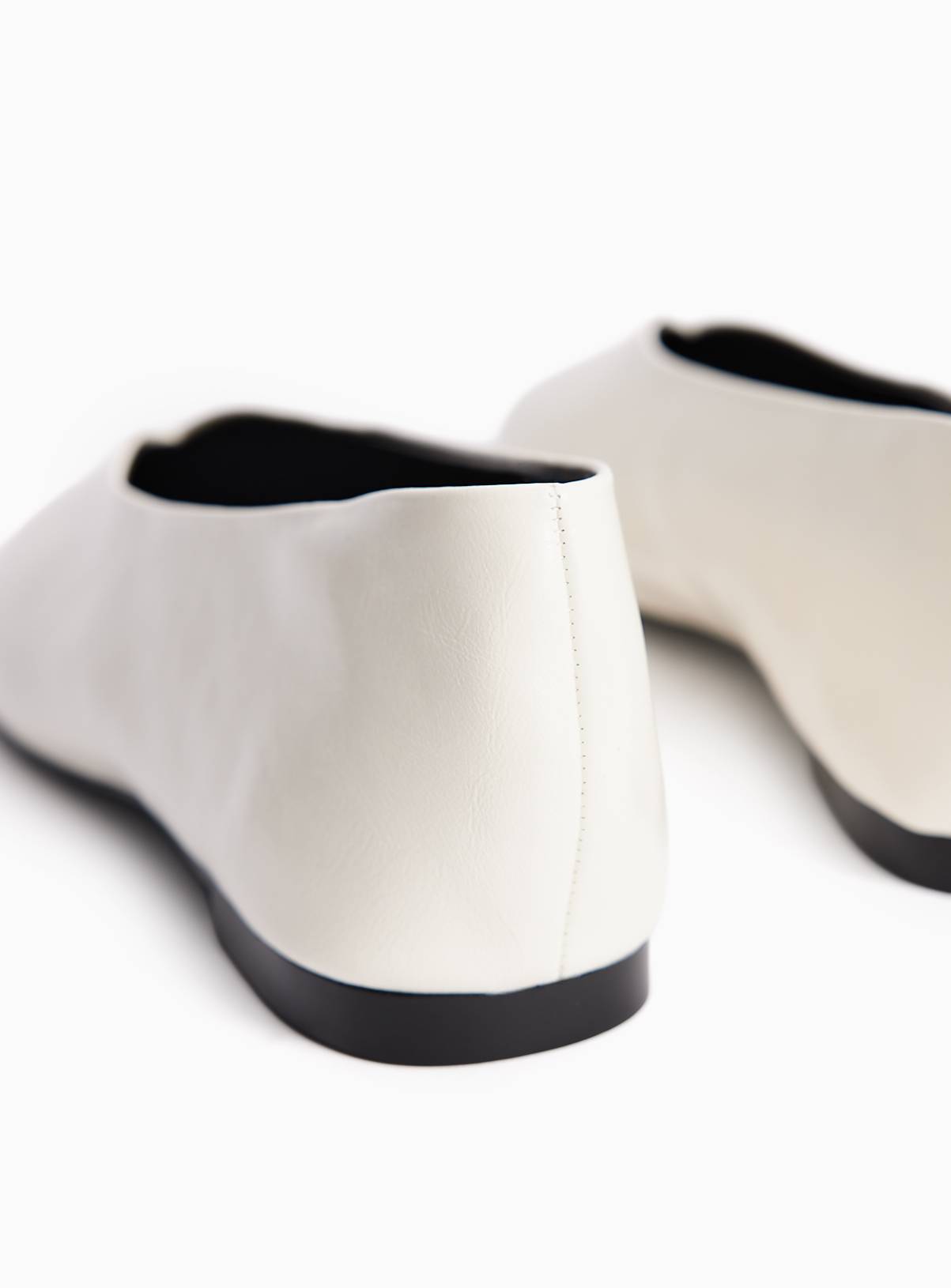 Space Cream Faux Leather Swung Toe Ballerina Shoes 4 - Image 4