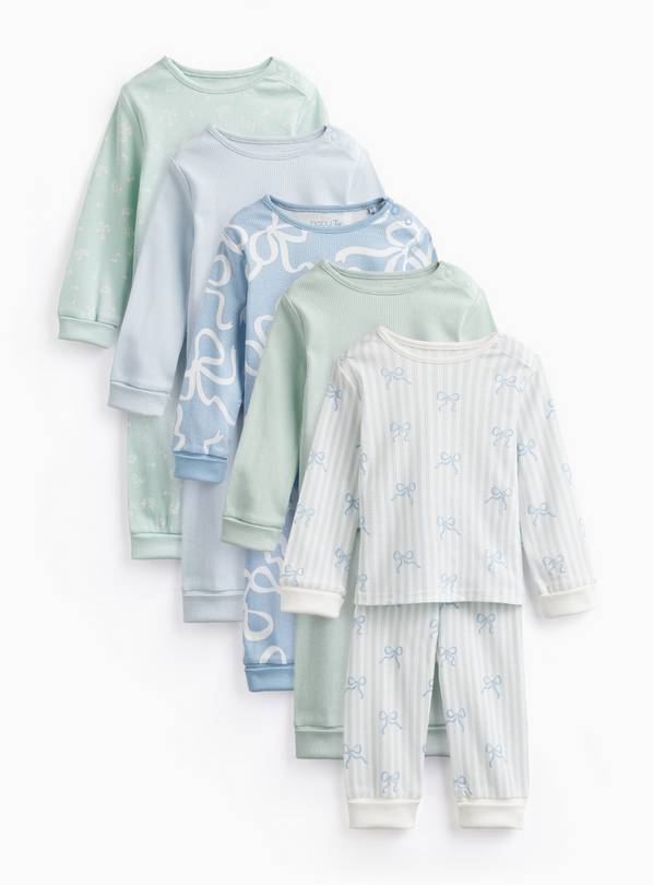 Bow & Floral Print Pyjamas 5 Pack Up to 3 mths