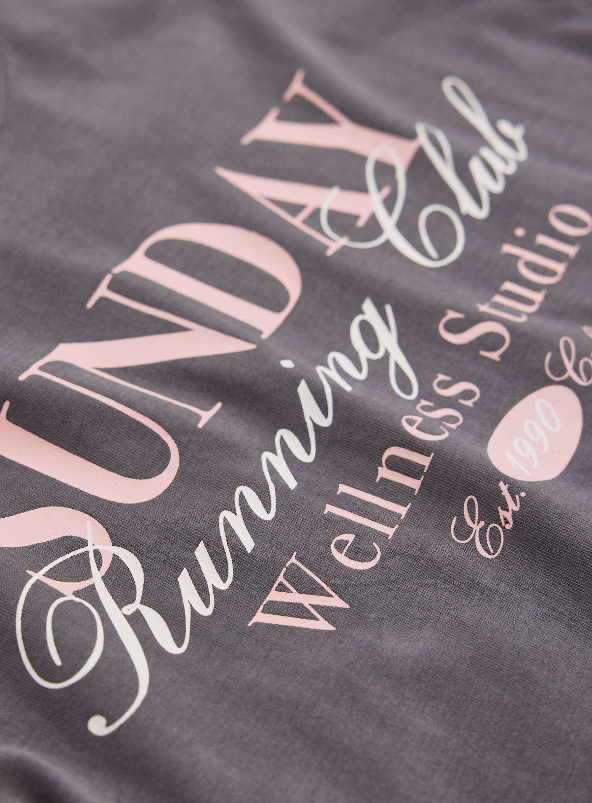Charcoal Sunday Running Club Graphic Print T-Shirt 12 years - Image 2