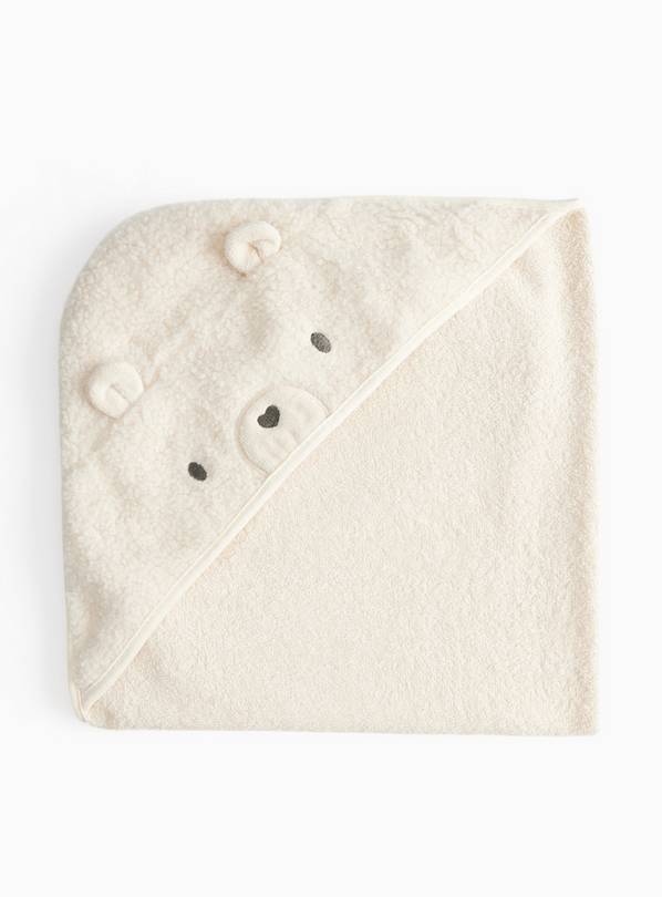 Cream Bear Print Hooded Towel One Size
