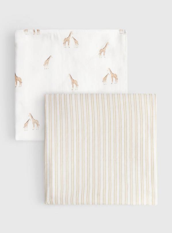 Giraffe Print Large Muslin Clothes 2 Pack One Size