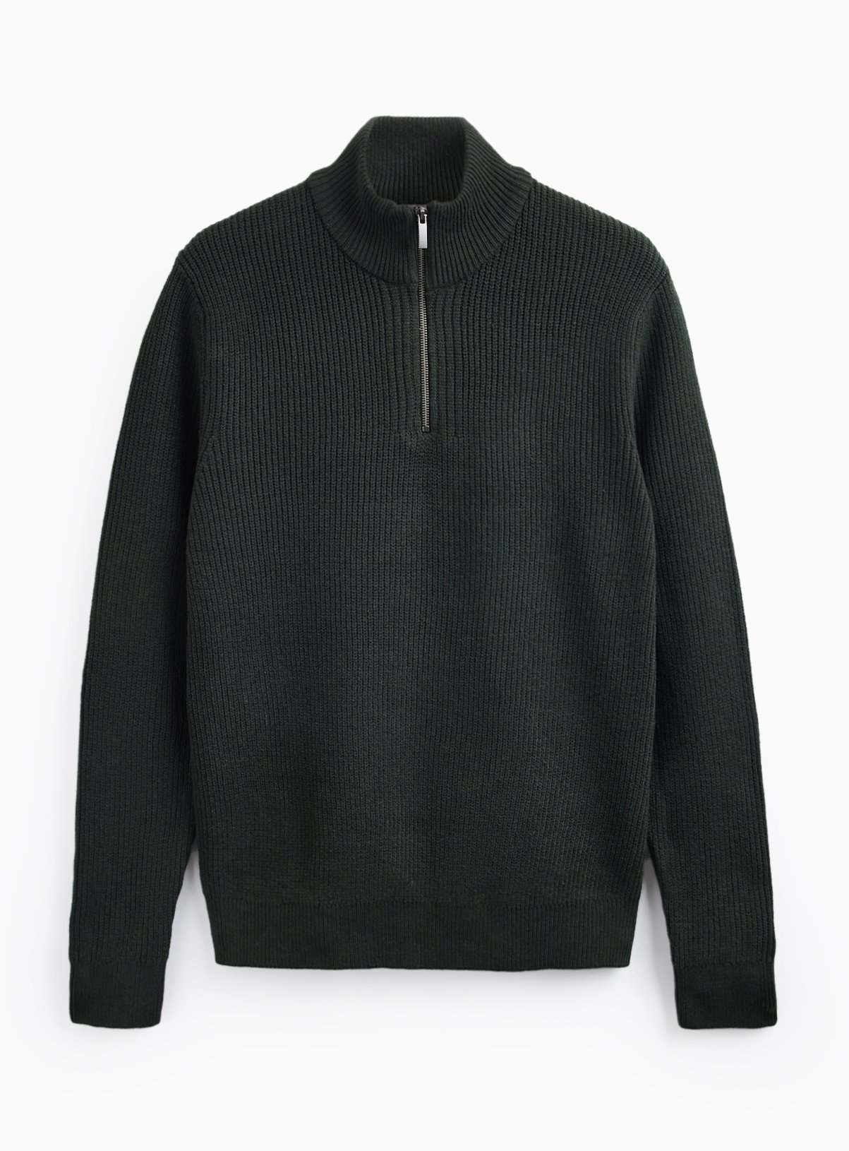 Khaki Ribbed Half Zip Funnel Neck Jumper XXXL - Image 3 thumbnail