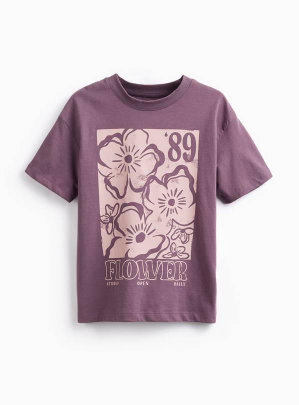 Purple Floral Graphic T-Shirt 9 years