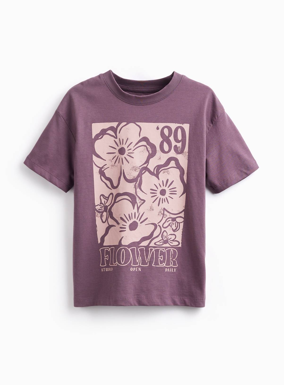 Purple Floral Graphic T-Shirt 13 years - Image 1