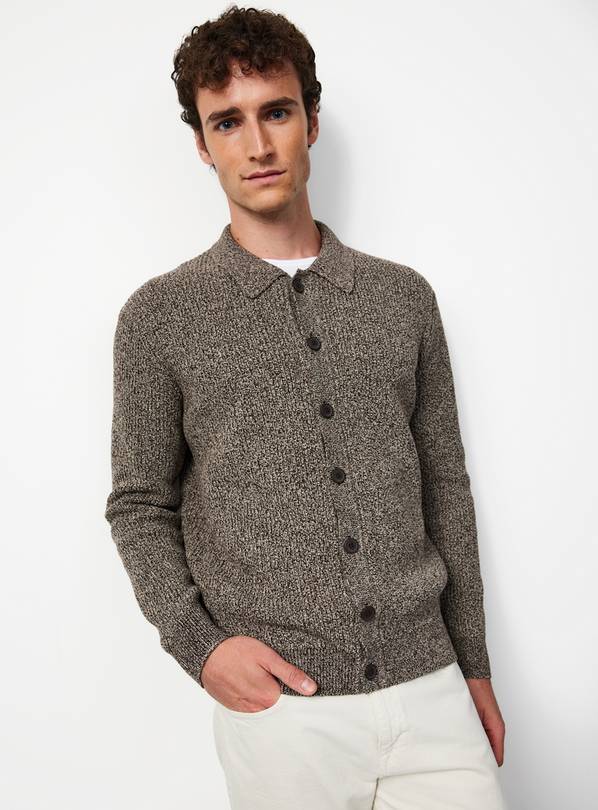 Brown Button Through Knit Cardigan  XXXL